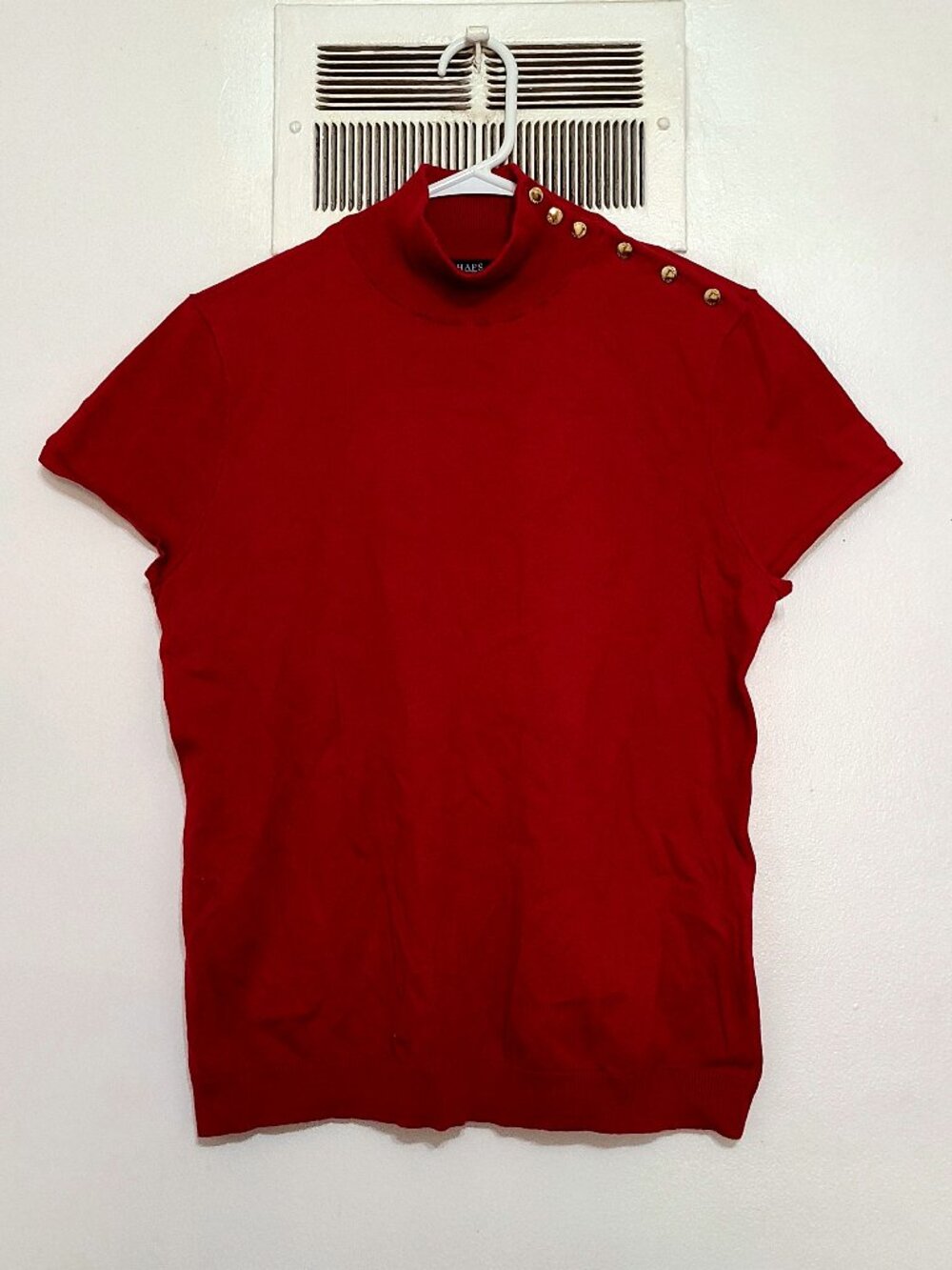 Chaps Red Button Shoulder Knit Top – XL